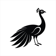 Minimal Peacock Bird Silhouette Vector Icon