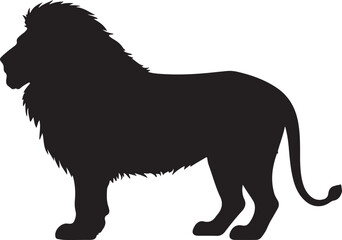 Obraz premium African lion in silhouette white background.
