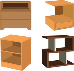 Modern isometric wooden furniture collection for home interior and decoration
