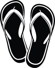flip flops silhouette, beach sandals icon, summer footwear vector, black sandal design, minimalist beachwear art