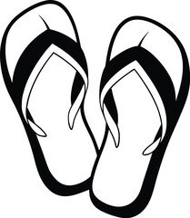 flip flops silhouette, beach sandals icon, summer footwear vector, black sandal design, minimalist beachwear art