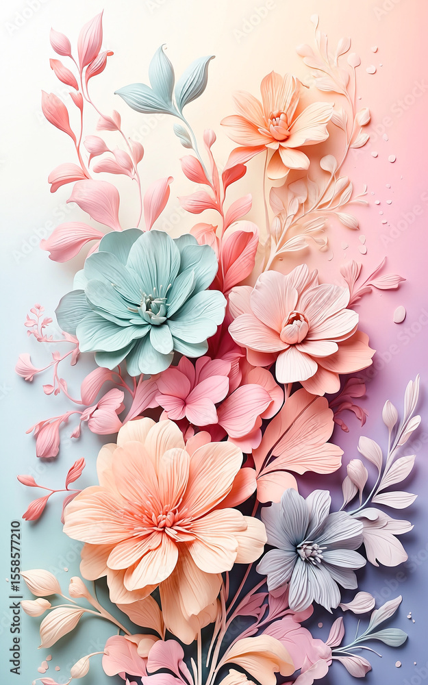Poster soft pastel ink gradient background with subtle flowing texture