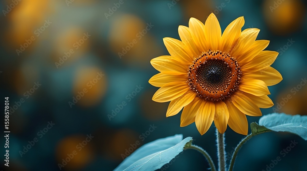 Poster sunflower blending into abstract geometric pattern