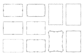 Set Template of Decorative vintage frames,borders rectangular shape. Old backgrounds