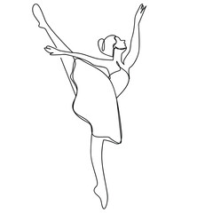  continuous line drawing ballerina in ballet motion dance style. 