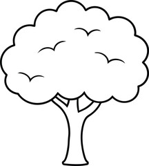 Simple Stylized Outline of a Leafy Tree	