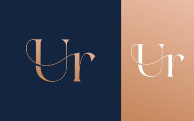 Initial letter UR RU logo design vector illustration for couple, wedding, and business
