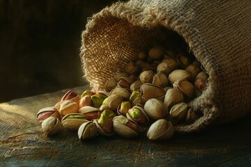 The pistachios should have their shells mostly intact with hints of vibrant green kernels peeking through