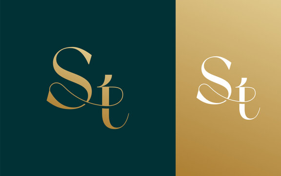 Initial letter ST TS logo design vector illustration for couple, wedding, and business