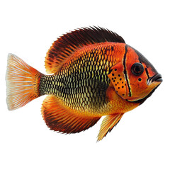 orange and black tropical fish on transparent background