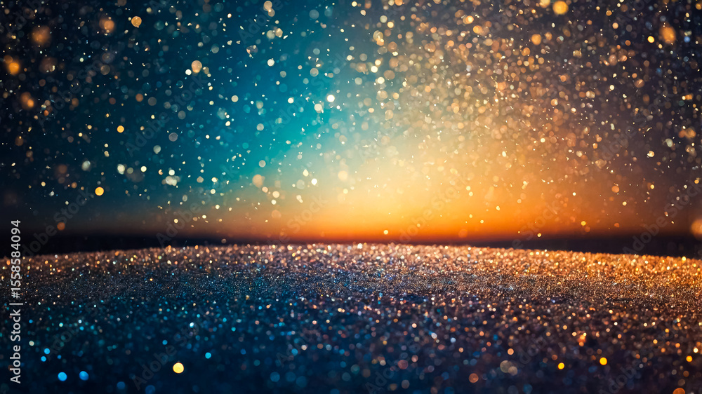 Aufkleber glittering particles create a mesmerizing effect against a gradient background of blue and orange hu