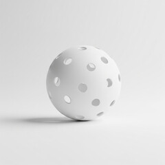White Pickleball Isolated on White Background