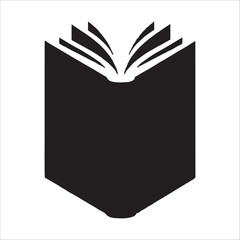 Open Book Icon: Simple Black Silhouette, Knowledge, Education, Minimalist Design, Vector Graphic.