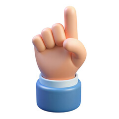 3d rendered cartoon hand pointing upwards isolated on transparent background