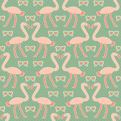 Vintage kitschy 1950s pastel sage green flamingo love heart sunglasses