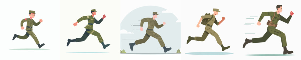 a group of soldiers vectors are running