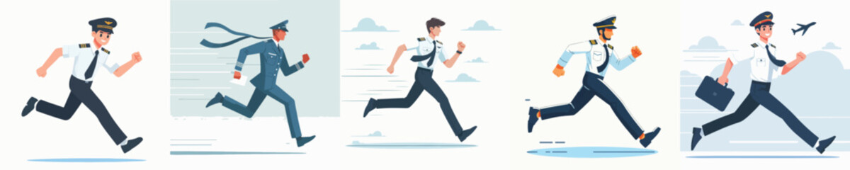 vector set of pilots running