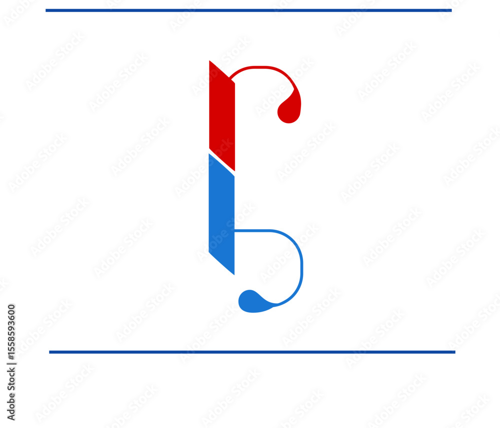 Fototapete creative rb calligraphy logo – r and b initials in elegant font