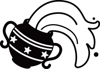 みずがめ座のイラストアイコン　モノトーン