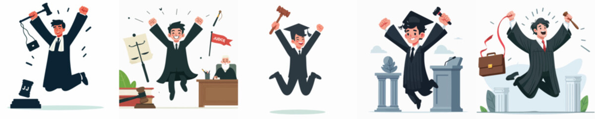 judge character vector celebration jumping
