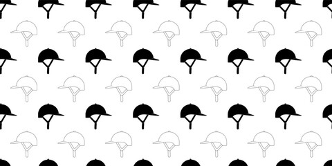 black white equestrian helmet seamless pattern