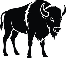 bison buffalo silhouette, wild animal vector, buffalo outline illustration
