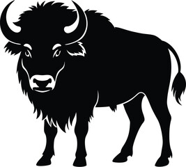 bison buffalo silhouette, wild animal vector, buffalo outline illustration
