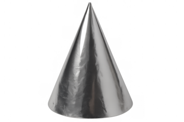 Silver party hat standing upright on a transparent background, ready for festive celebrations and joyful gatherings at any event