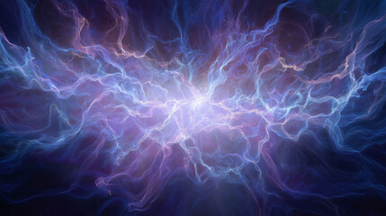 Fototapeta premium Glowing sphere electric plasma radiate blue energy, abstract explosion light texture.