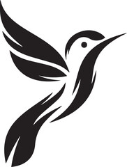 Stylish Black and White Silhouette of a Flying Hummingbird