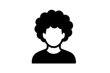 Silhouette of a young person with curly hair on a transparent background for hairstyling concept