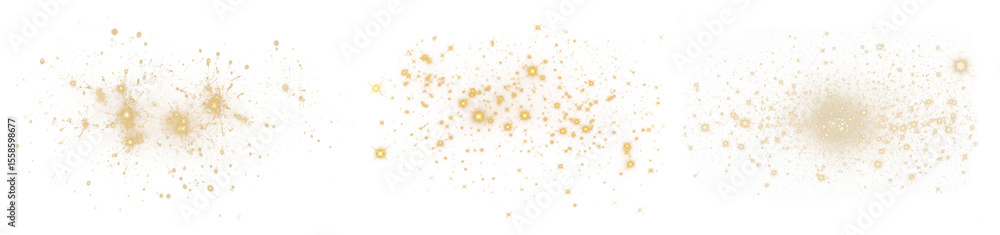 Poster png golden starry abstract patterns, element set on transparent background