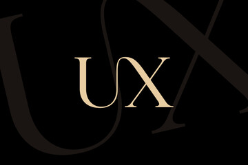 UX or XU letter logo icon design. Classic style luxury initials monogram.