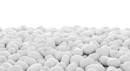 Collection of Smooth White Pebbles, Stones Texture Background