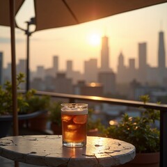 glass of beer on the terrace