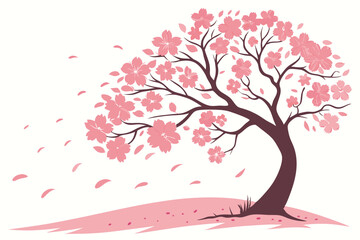 Fototapeta premium -a-vibrant-vector-of-a-blooming-cherry-blossom