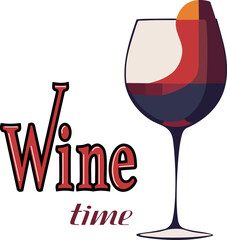 Banner with a glass of wine.Vector illustration of stylish banner with glass of wine and text on transparent background.