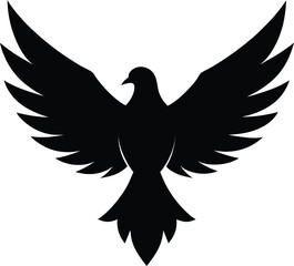 A Majestic Silhouette of a Dove with Wings Spread Wide in Flight	