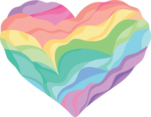 wave heart rainbow style