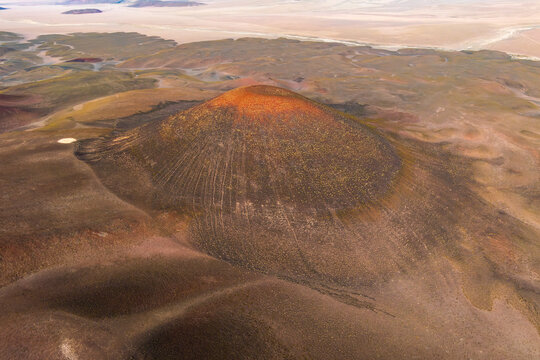 Aerial view of volcanic landscape in La Puna, Argentina