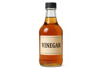 Glass bottle containing vinegar on a transparent background, ideal for photo editing and compositions