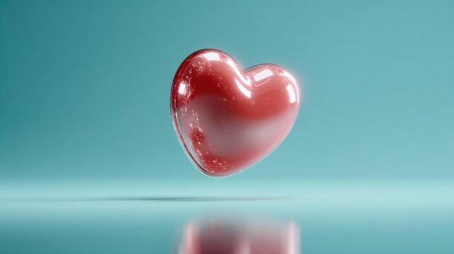 "High-Quality 3D Animated Heart Icon Pulsing Slowly in Smooth Red - Perfect for Health and Romance Themes"