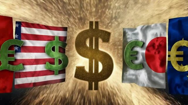 4K Cinematic Animation of US Dollar vs Global Currencies with Exploding Particles &ndash; Symbolic Financial Power Struggle Scene

