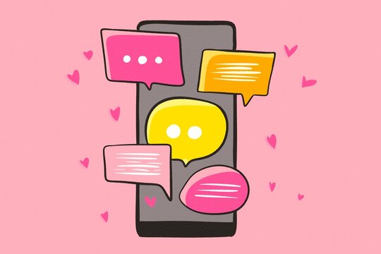 Colorful chat bubbles on smartphone illustration