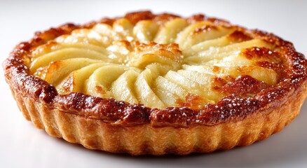 Freshly Baked Pear Tart with Golden Crisp Crust and Delicate Fruit Arrangement Showcasing Gourmet Dessert Culinary Art for Gastronomic Delight