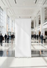 Rollup Banner Mockup Blank Corporate, empty professional standee display for a business conference or exhibition