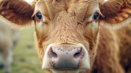 Rear view of a brown cow standing in grassy field.