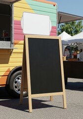 Food Truck Menu Mockup Blank Sign, empty vibrant outdoor board for a street food vendor or restaurant