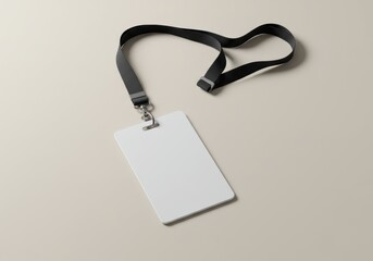 ID Card Mockup Blank Lanyard, empty plastic identity badge for corporate or event branding presentation