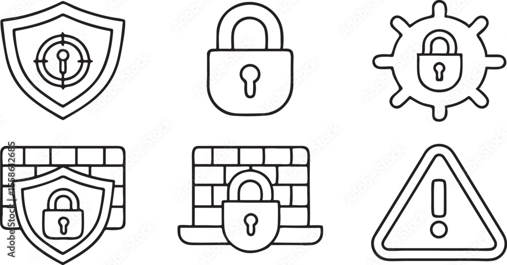Aufkleber cybersecurity and data protection vector icons set 30 editable flat tech security icons